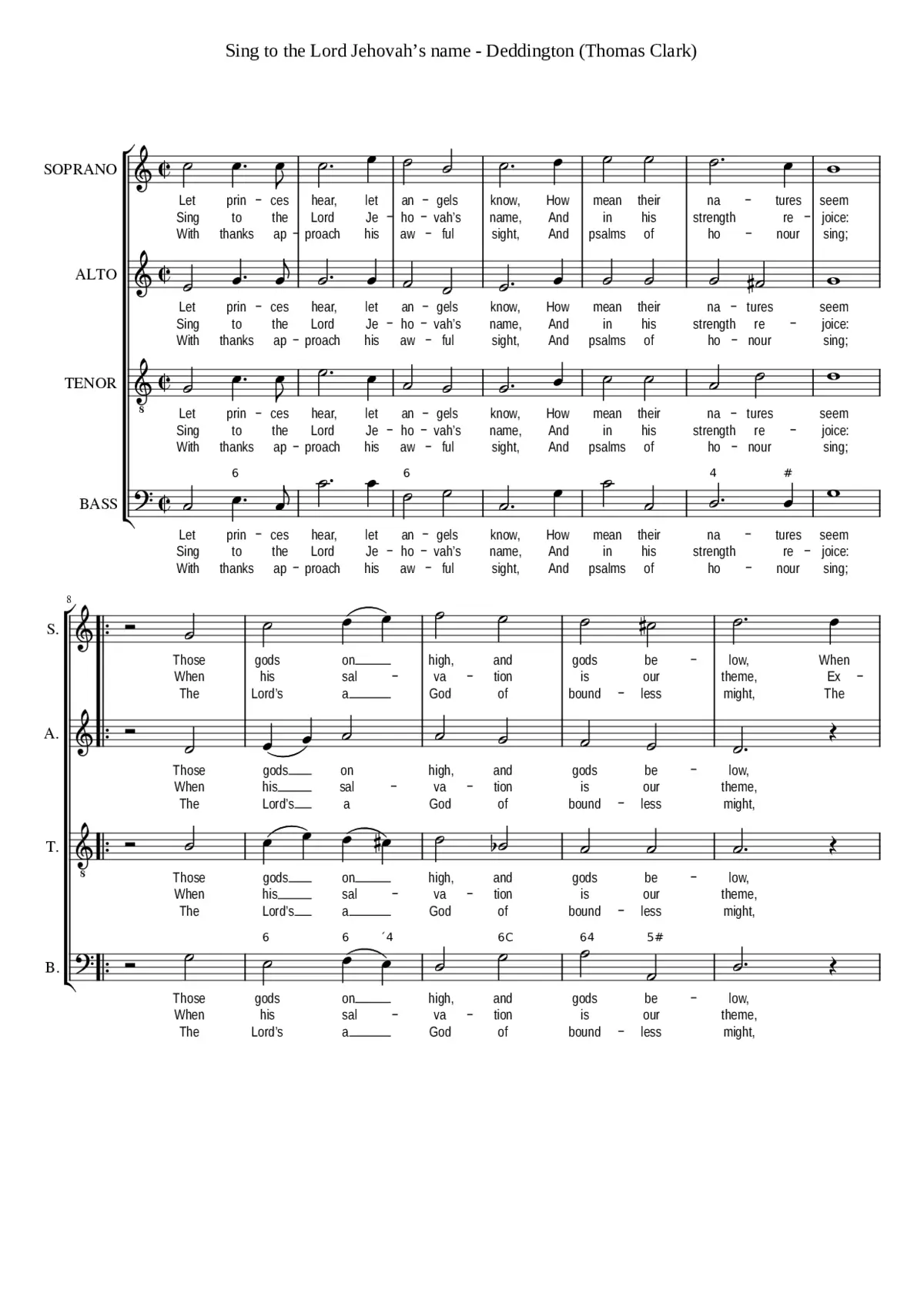 Sing to the Lord Jehovah's name (Deddington) - Page 1