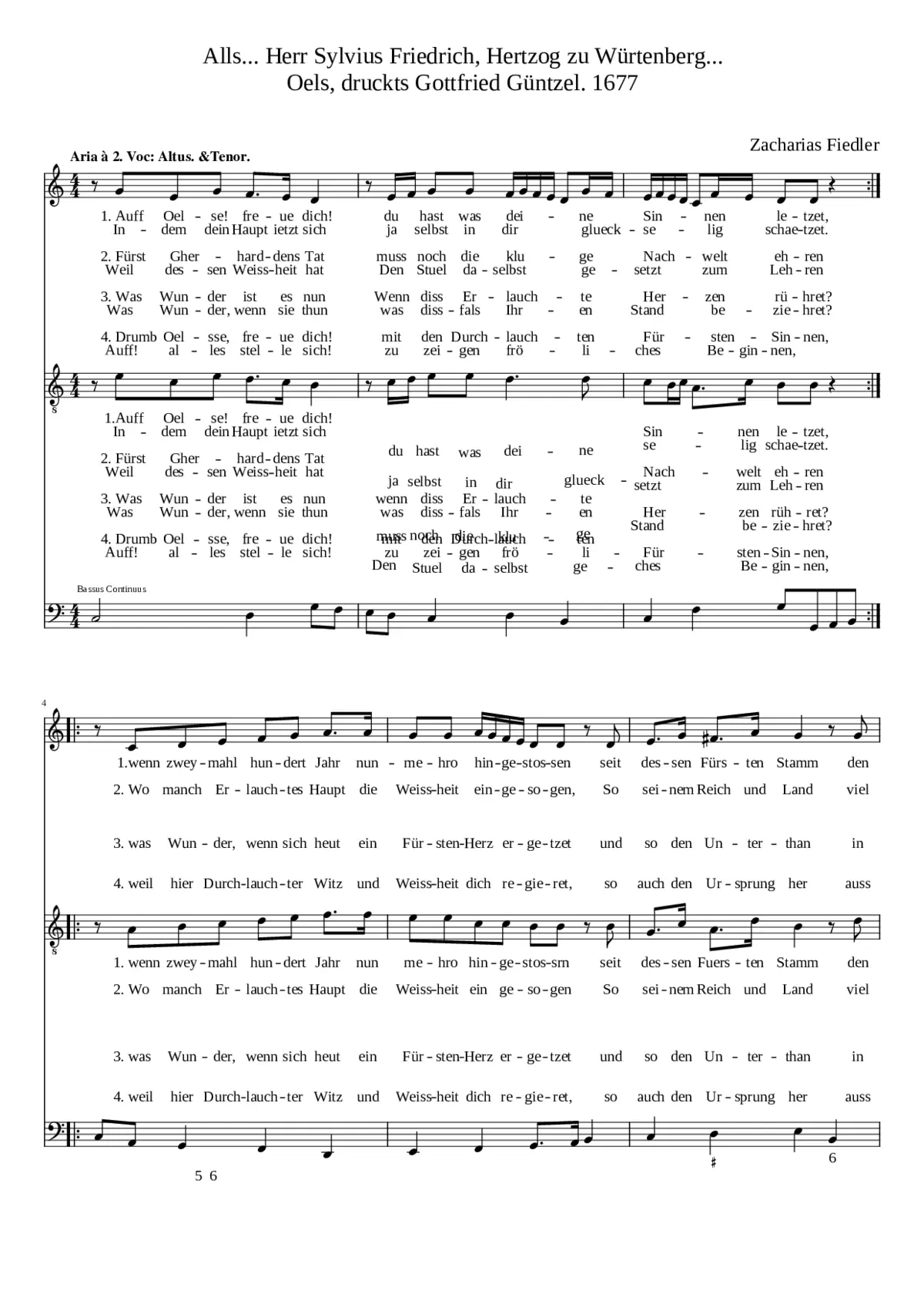 Zacharias Fiedler - Alls Herr Sylvius Aria - Page 1
