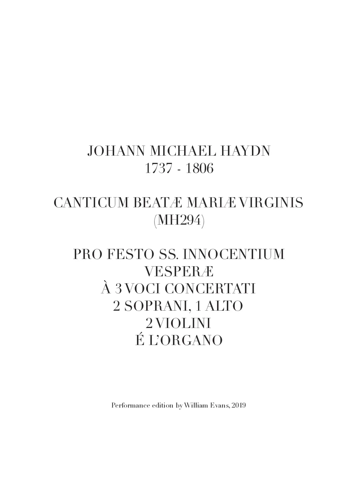 Canticum Beatæ Mariæ Virginis (Magnificat) MH 294 - Page 1