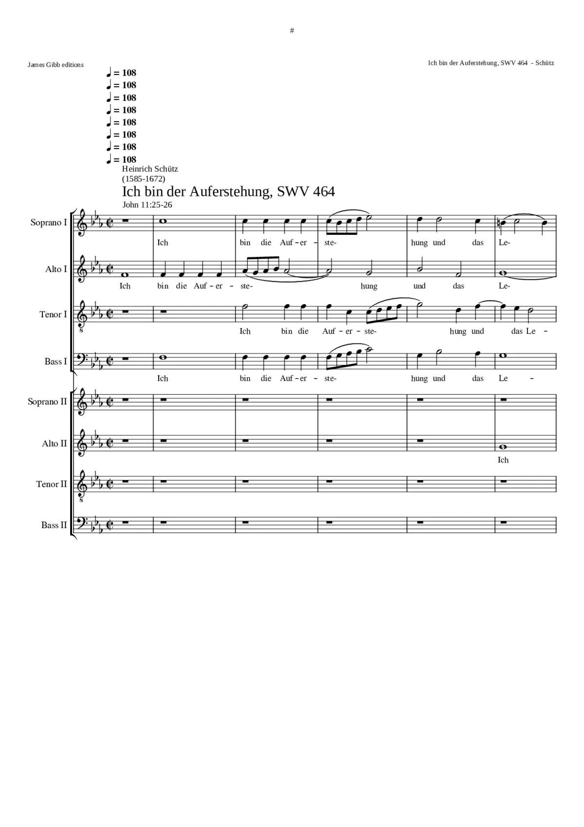 Ich bin die Auferstehung und das Leben SWV 464 - Page 1