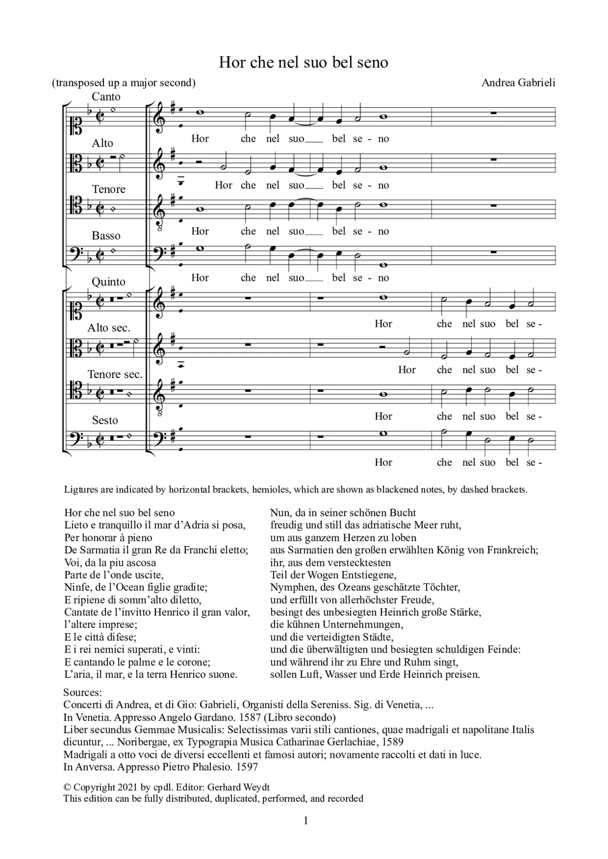 Hor che nel suo bel seno - Page 1
