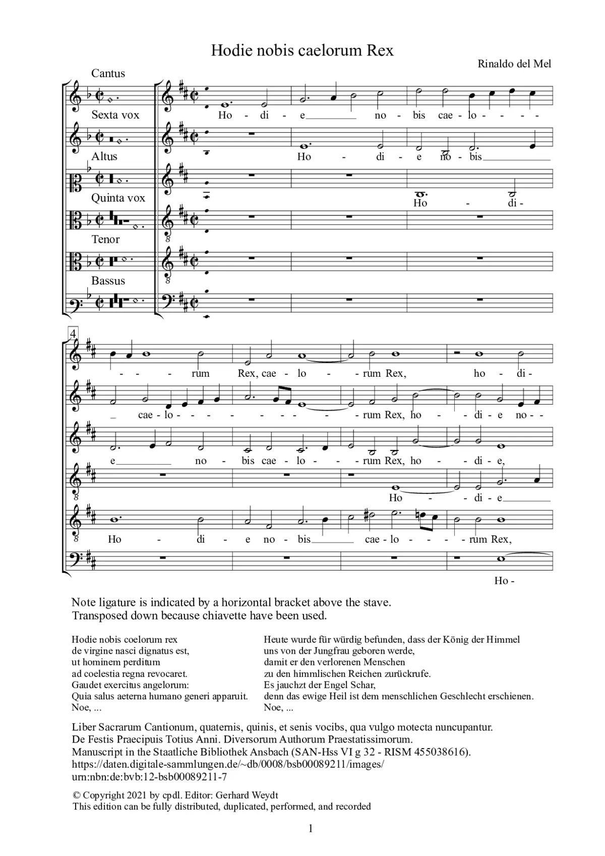 Hodie nobis coelorum rex - Page 1