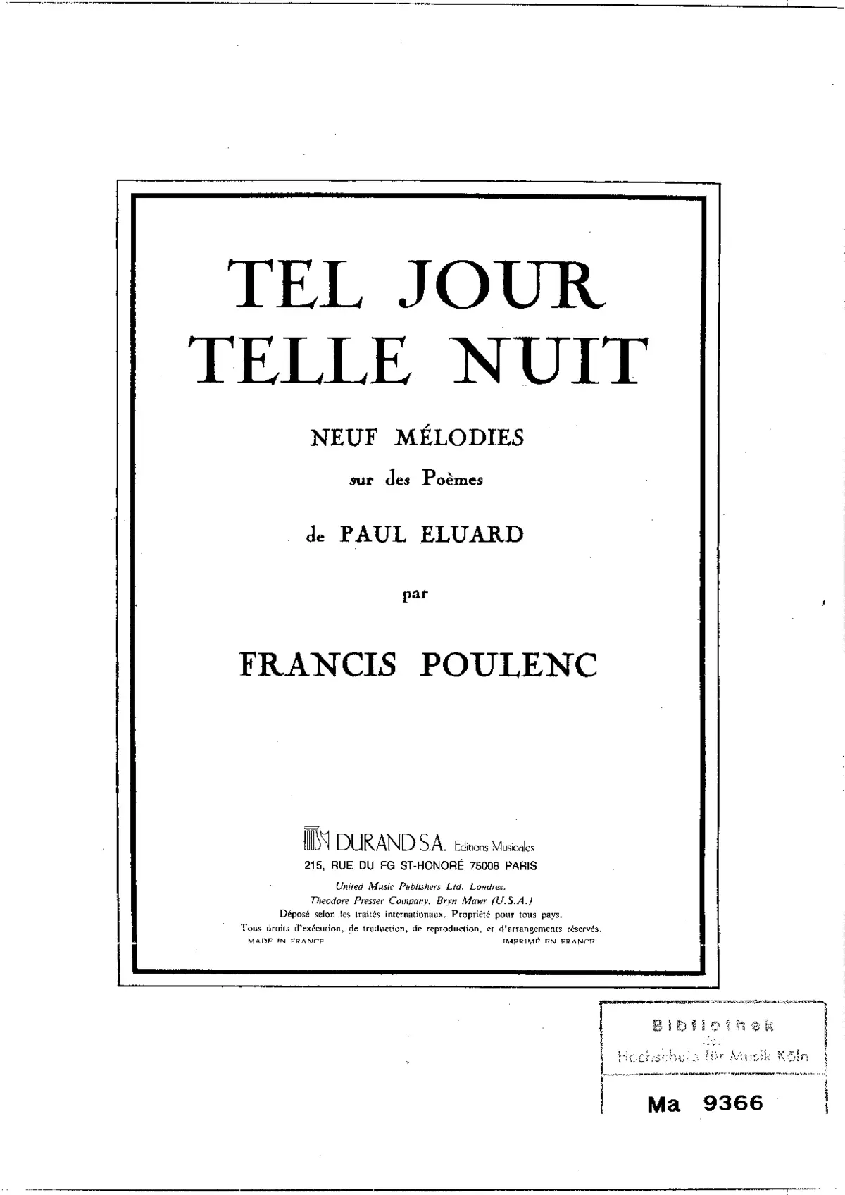 Neuf mélodies - Page 1