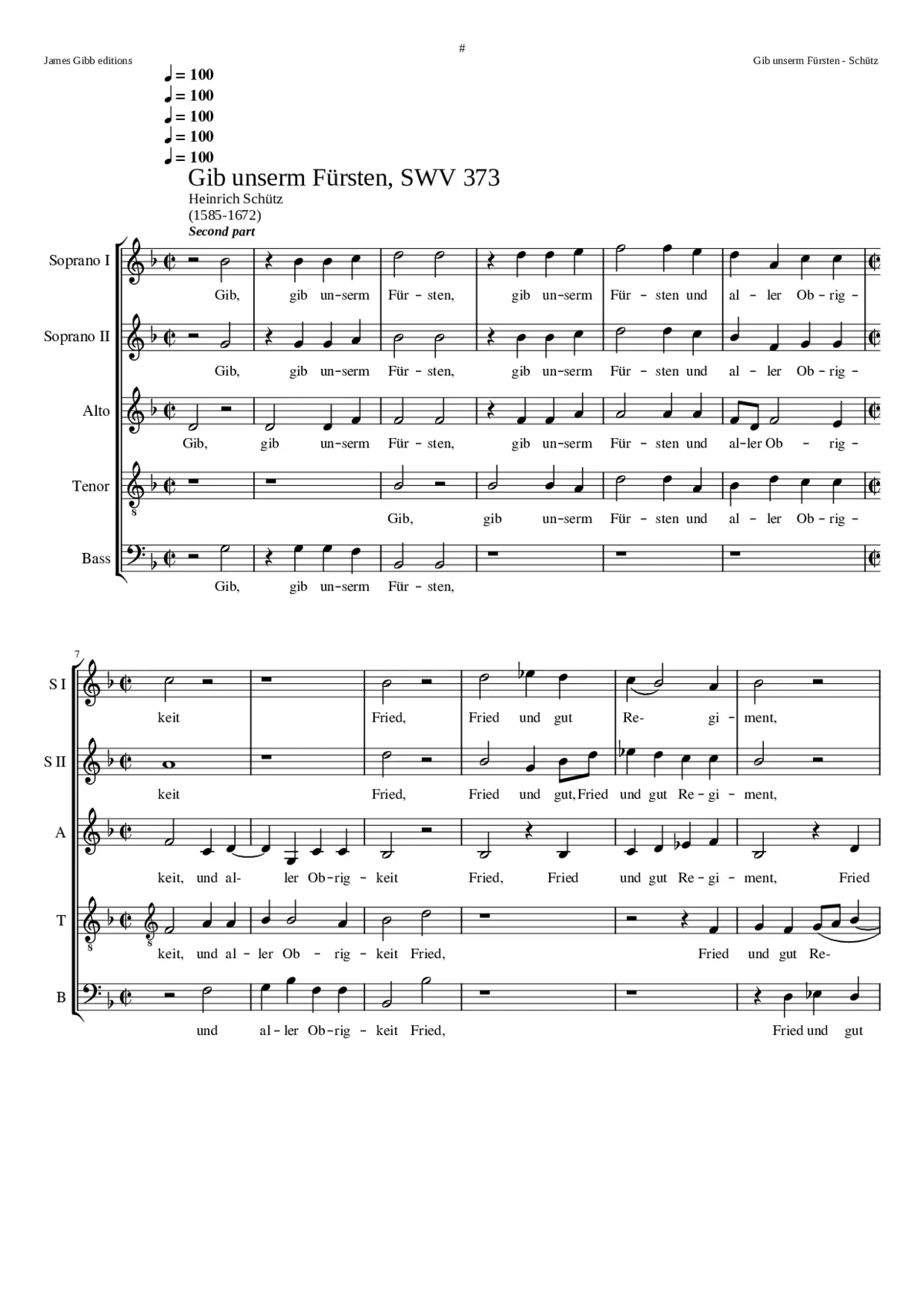 Gib unsern Fürsten SWV 373 - Page 1