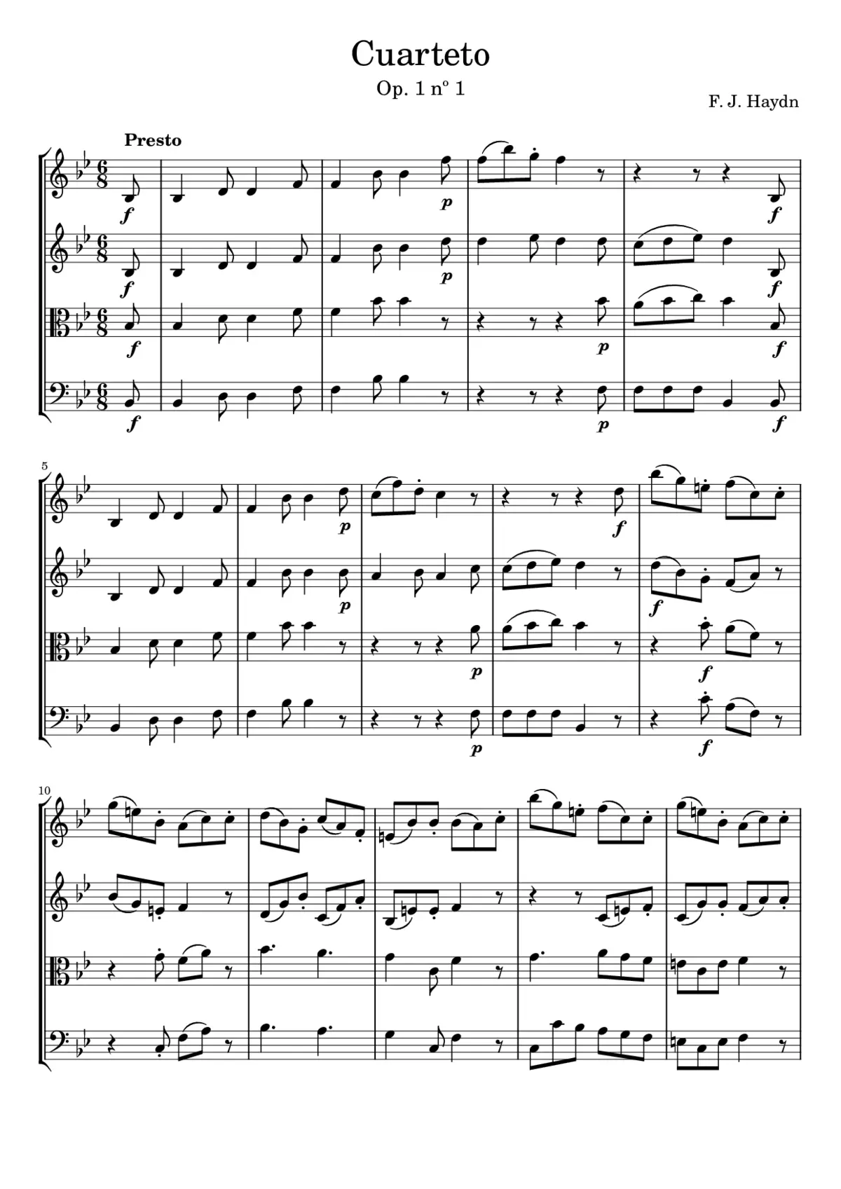 F. J. Haydn - Cuarteto op. 1 nº 1 - Page 1