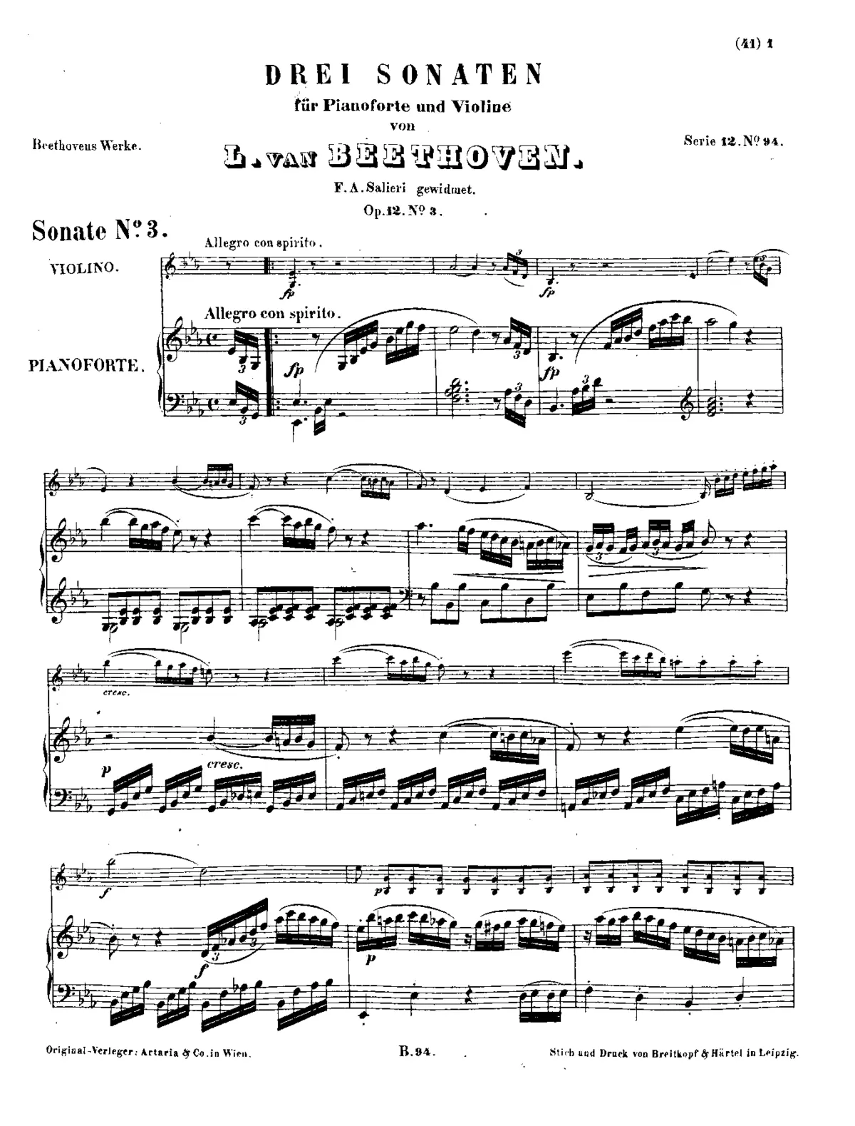 Violin Sonata No.3 in E-flat major - Page 1