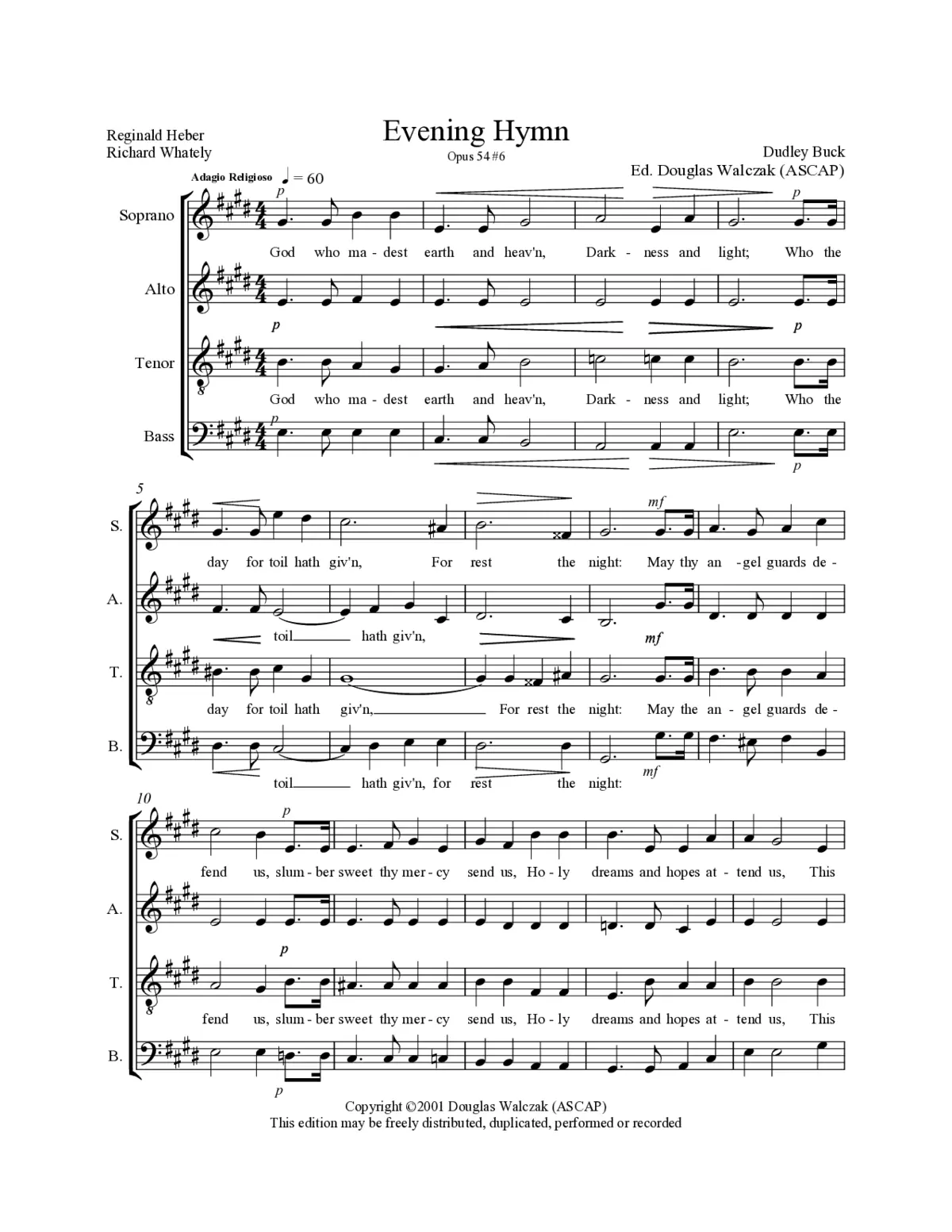 Evening Hymn, Op. 54, No. 6 - Page 1