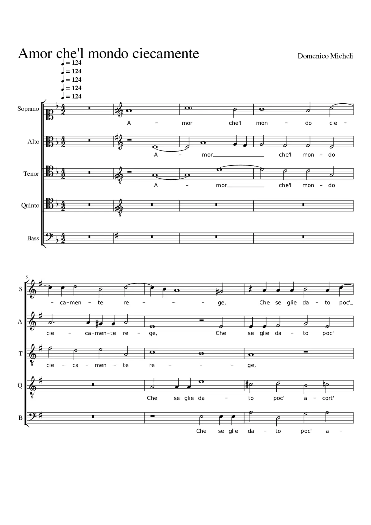 Amor che'l mondo ciecamente - Page 1
