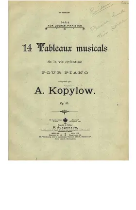 14 Tableaux musicals [sic] de la vie enfantine, Op.53