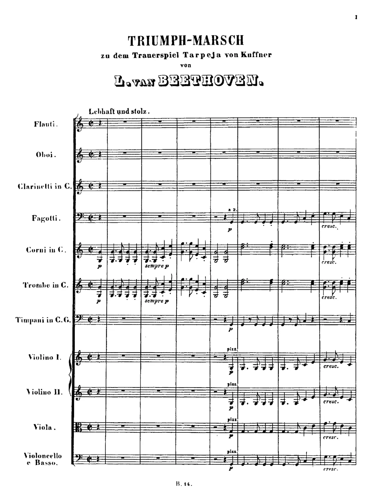 Triumphal March for Christoph Kuffner's tragedy Tarpeja - Page 1