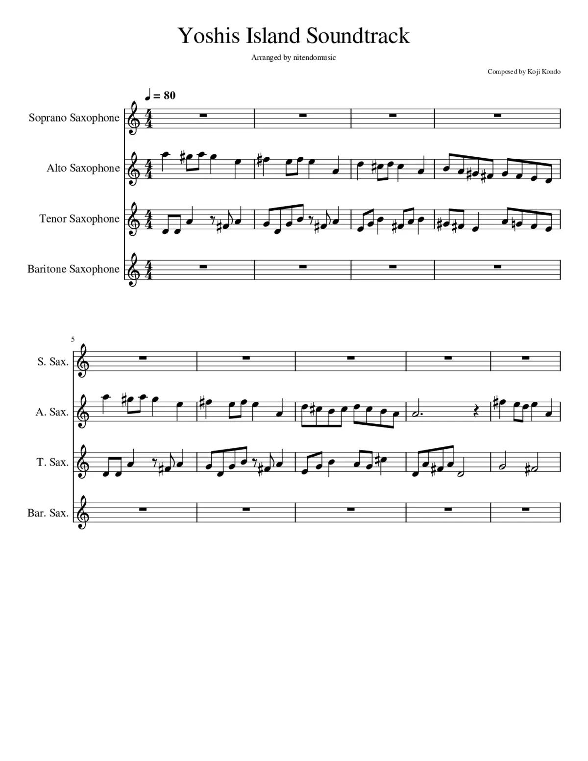 Yoshis Island Soundtrack Sax Quartet' - Page 1