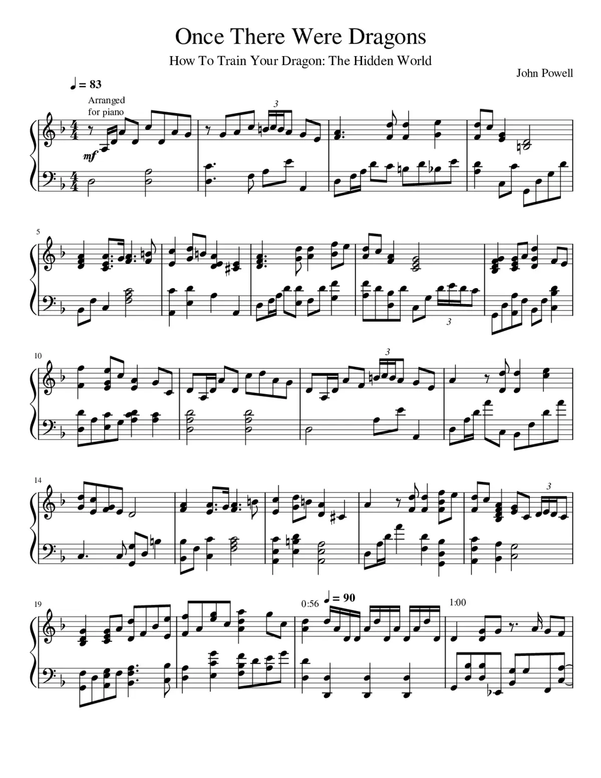 Once There Were Dragons Film Score on Piano - Page 1