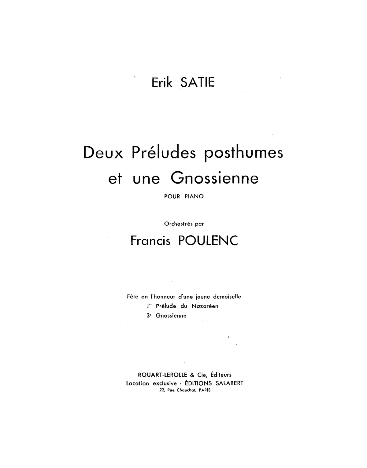 2 Préludes posthumes et une Gnossienne - Page 1