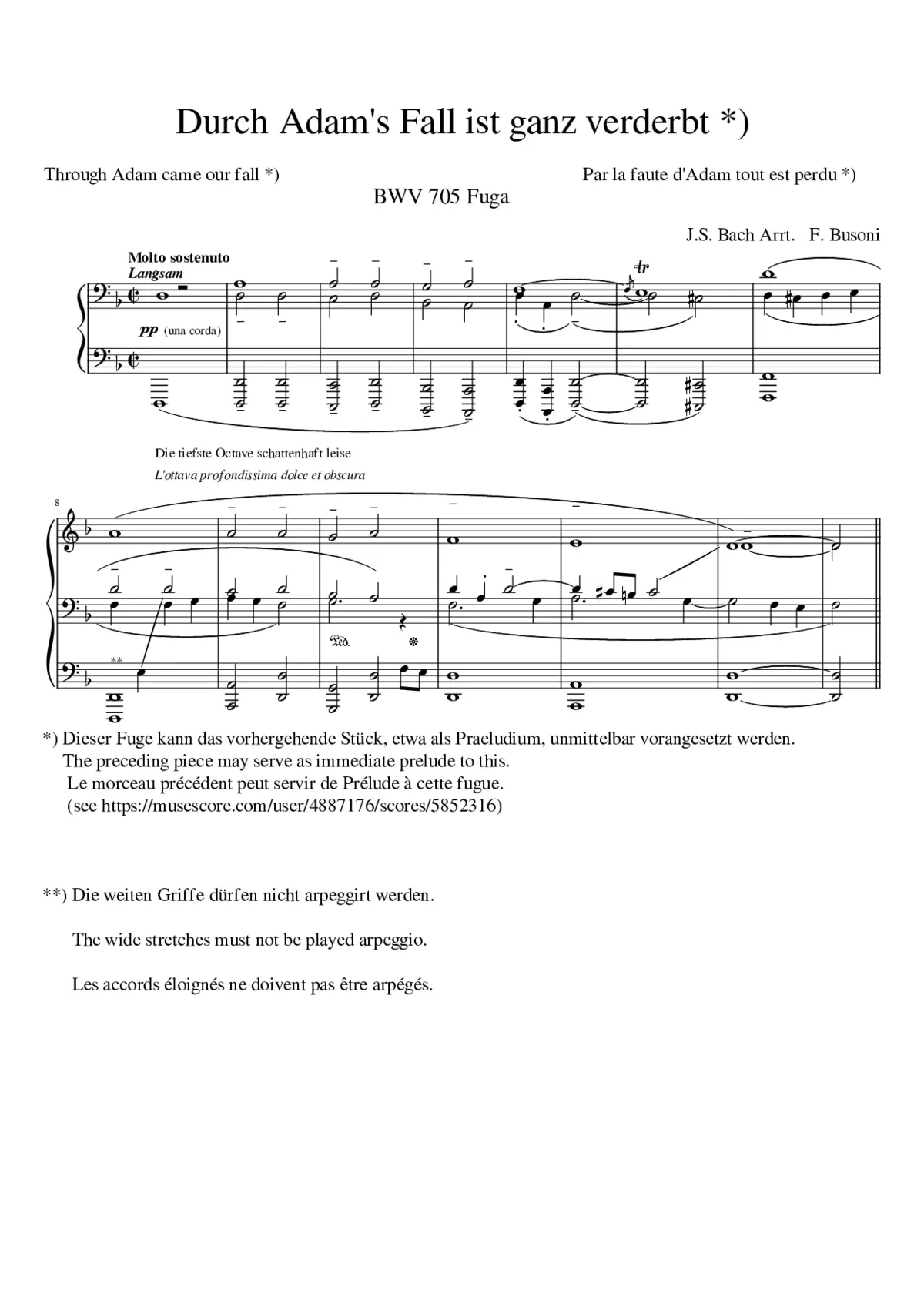 Durch Adams Fall ist ganz verderbt BWV 705 - Page 1