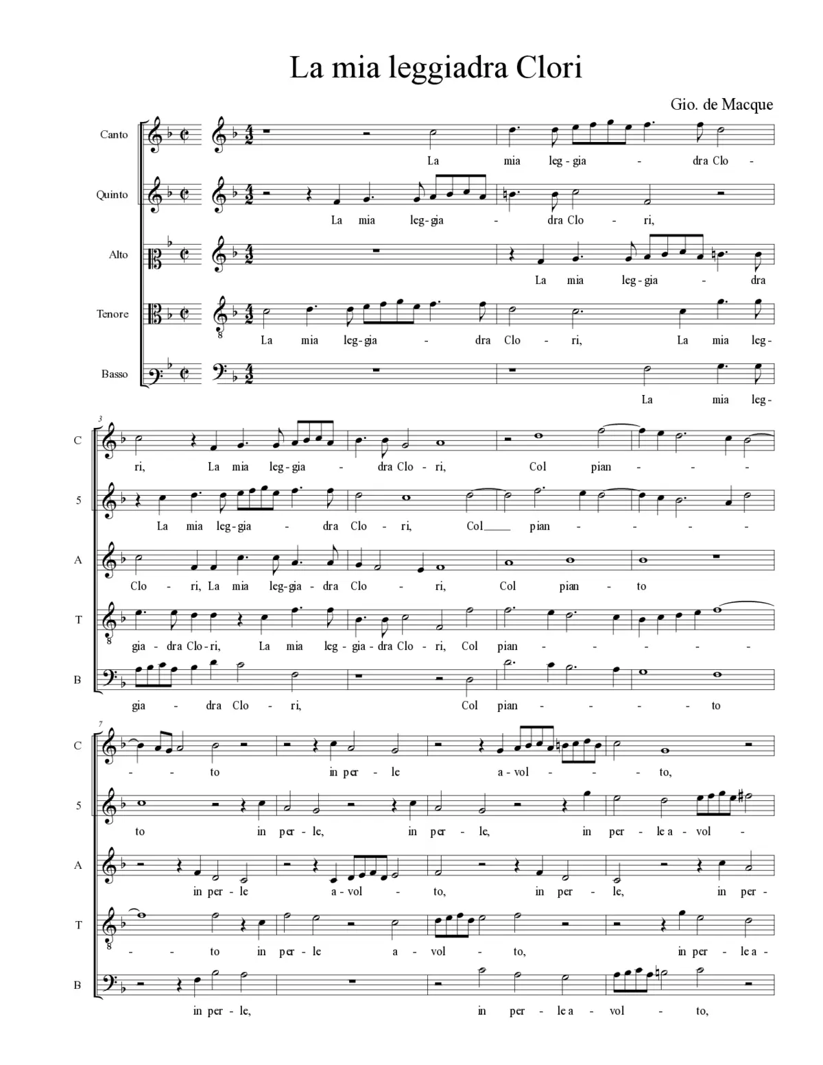 La mia leggiadra Clori - Page 1