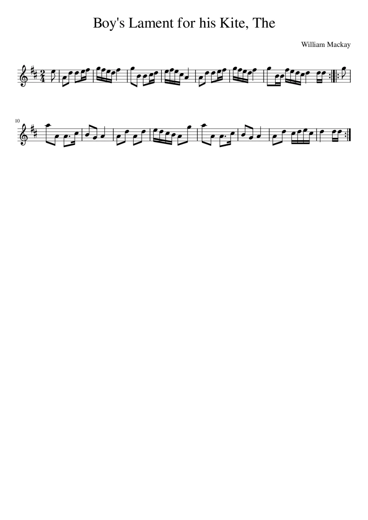 The Boy's Lament for his Kite - Page 1