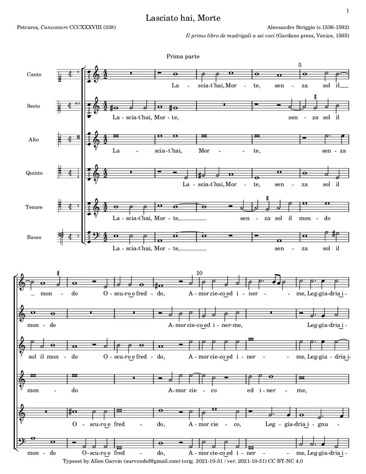 Lasciato hai, Morte - Page 1