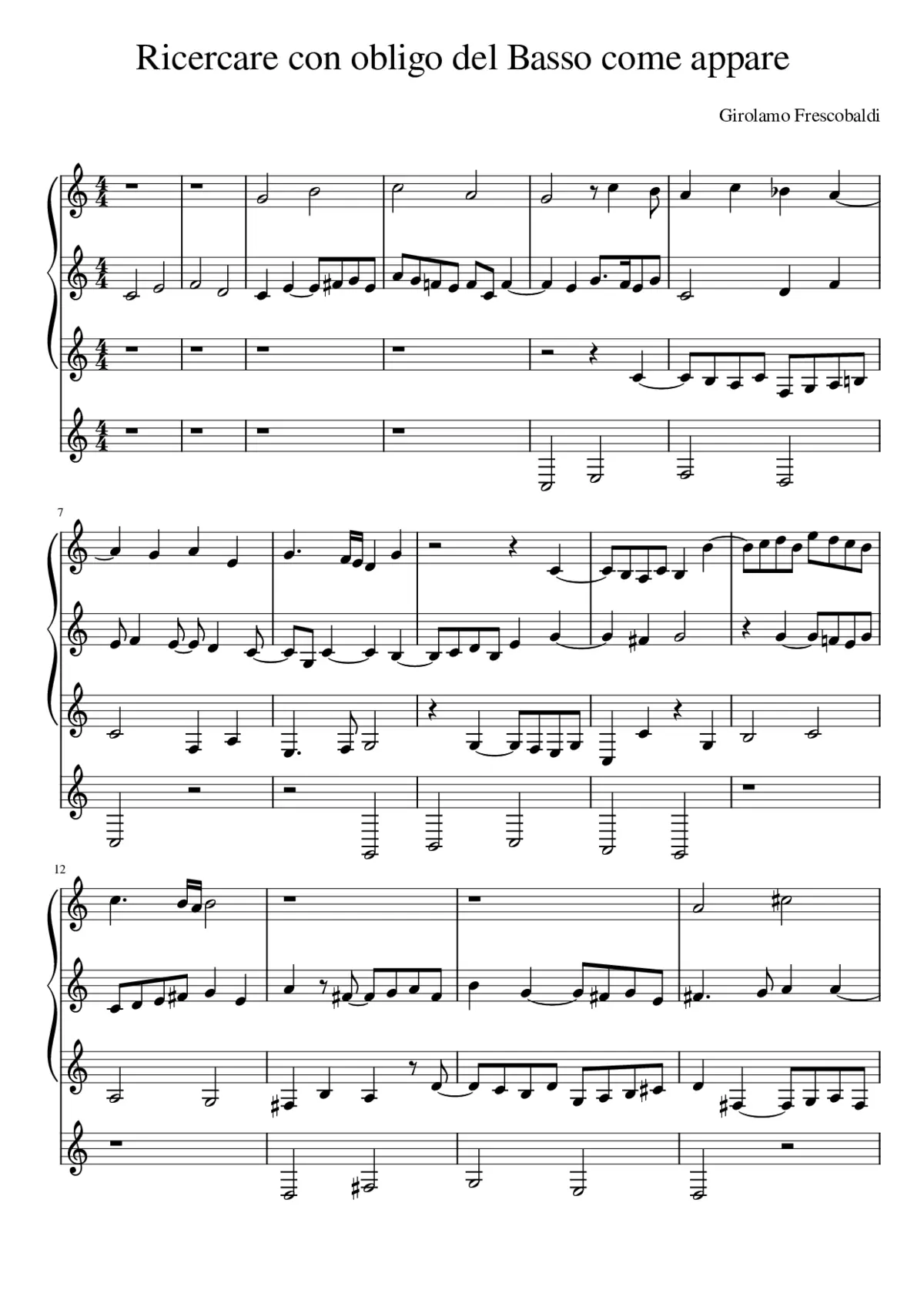 Ricercare con obligo del Basso come appare - Page 1