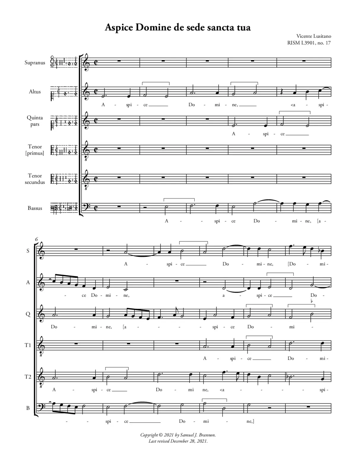Aspice Domine de sede sancta tua - Page 1