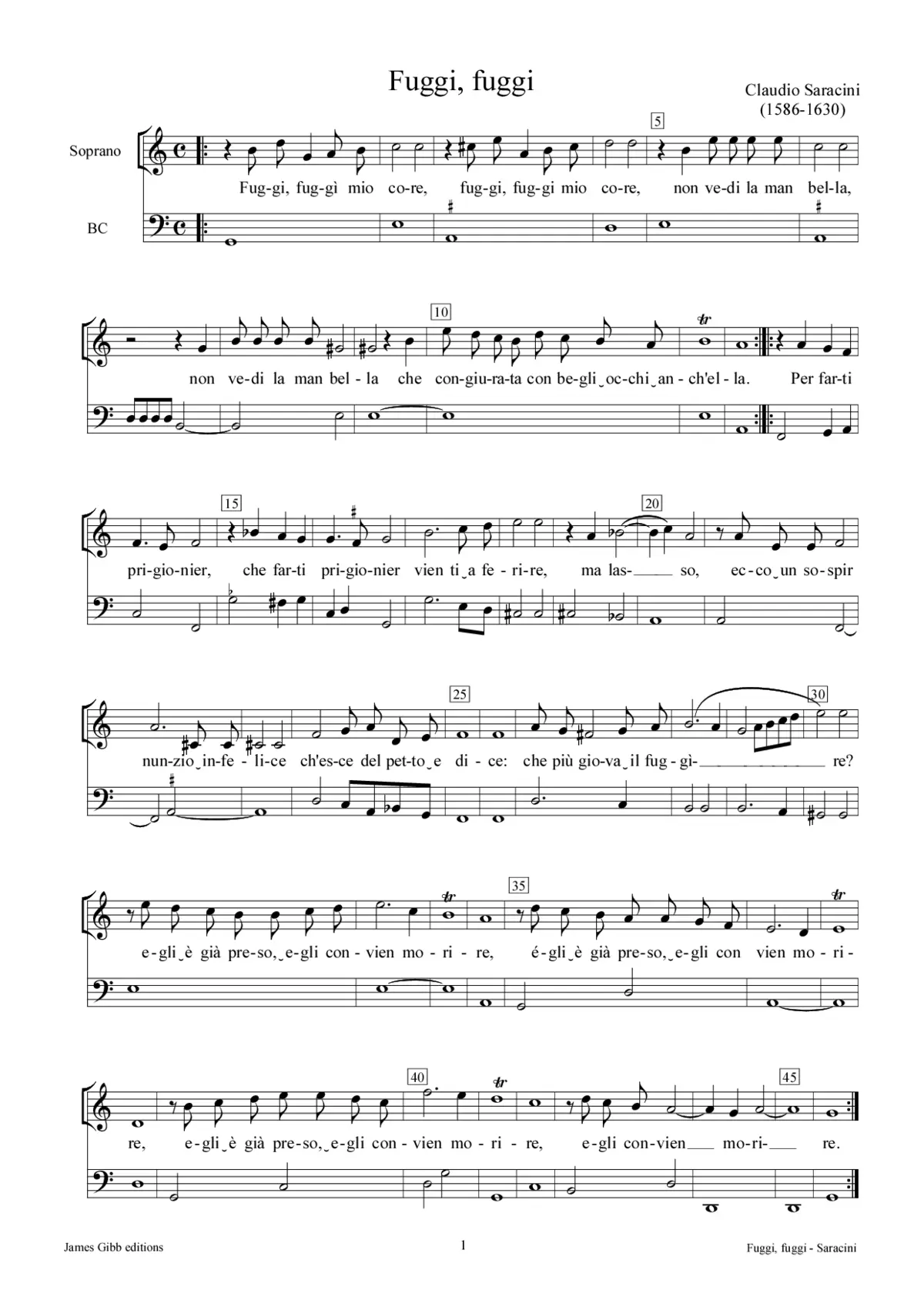 Fuggi, fuggi mio core - Page 1