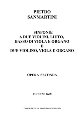 Sinfonie a due violini, e liuto, e basso di viola