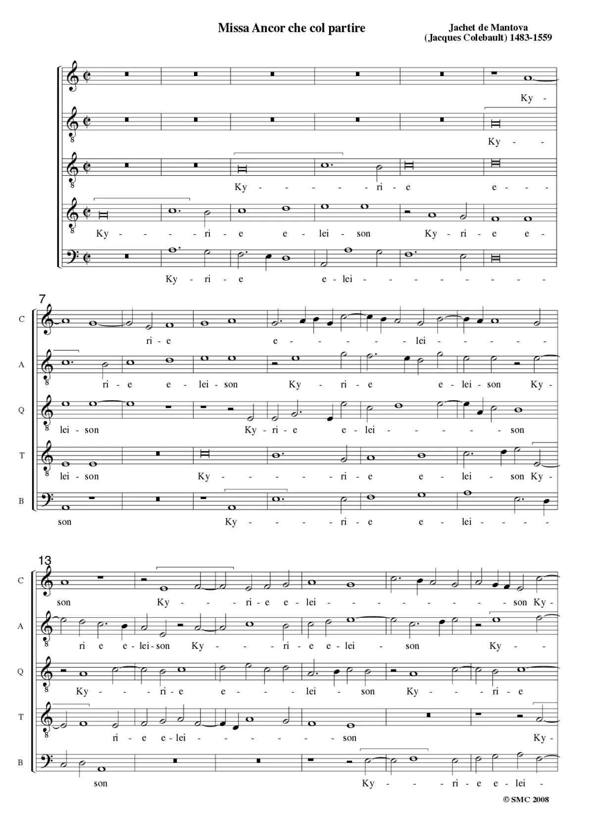 Missa Ancor che col partire - Page 1