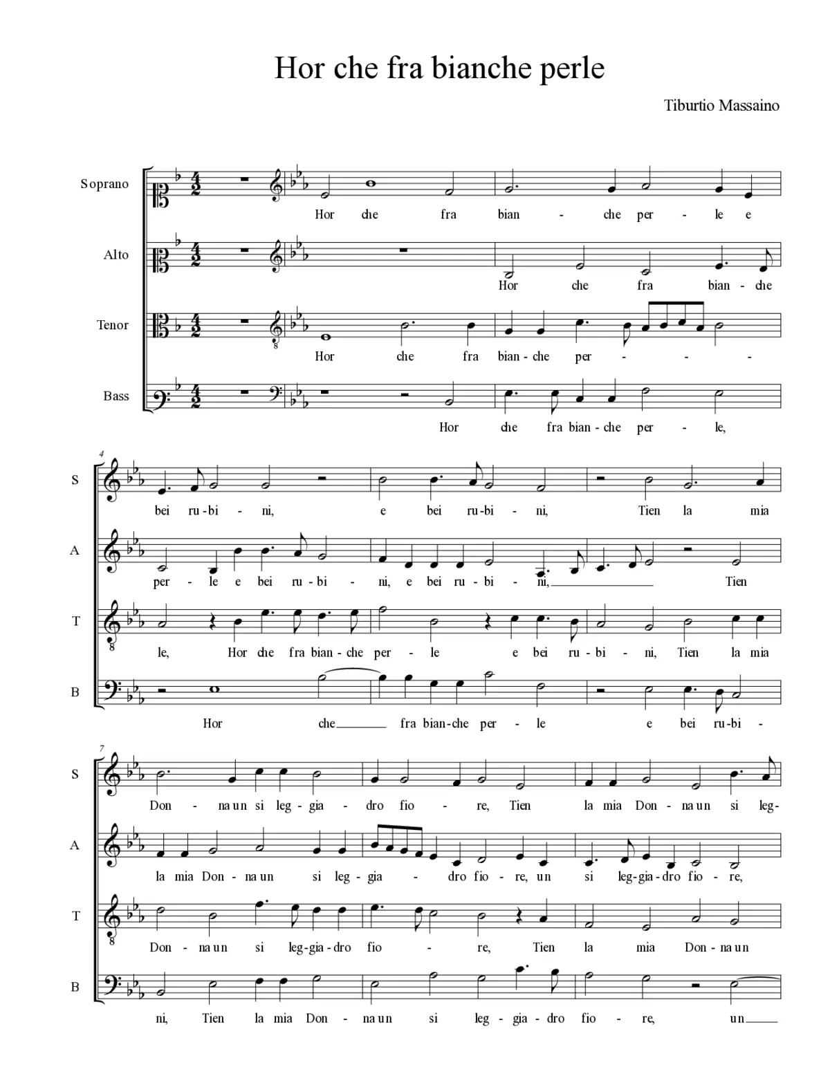 Hor che fra bianche perle - Page 1