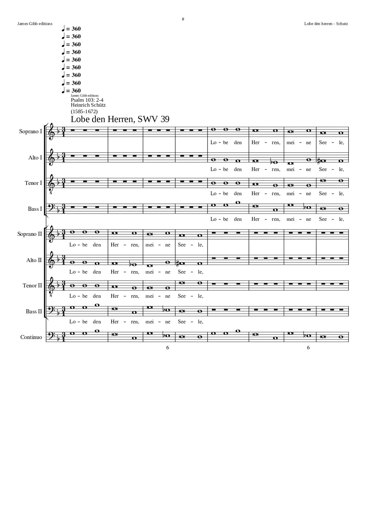 Lobe den Herren meine Seele SWV 39 - Page 1