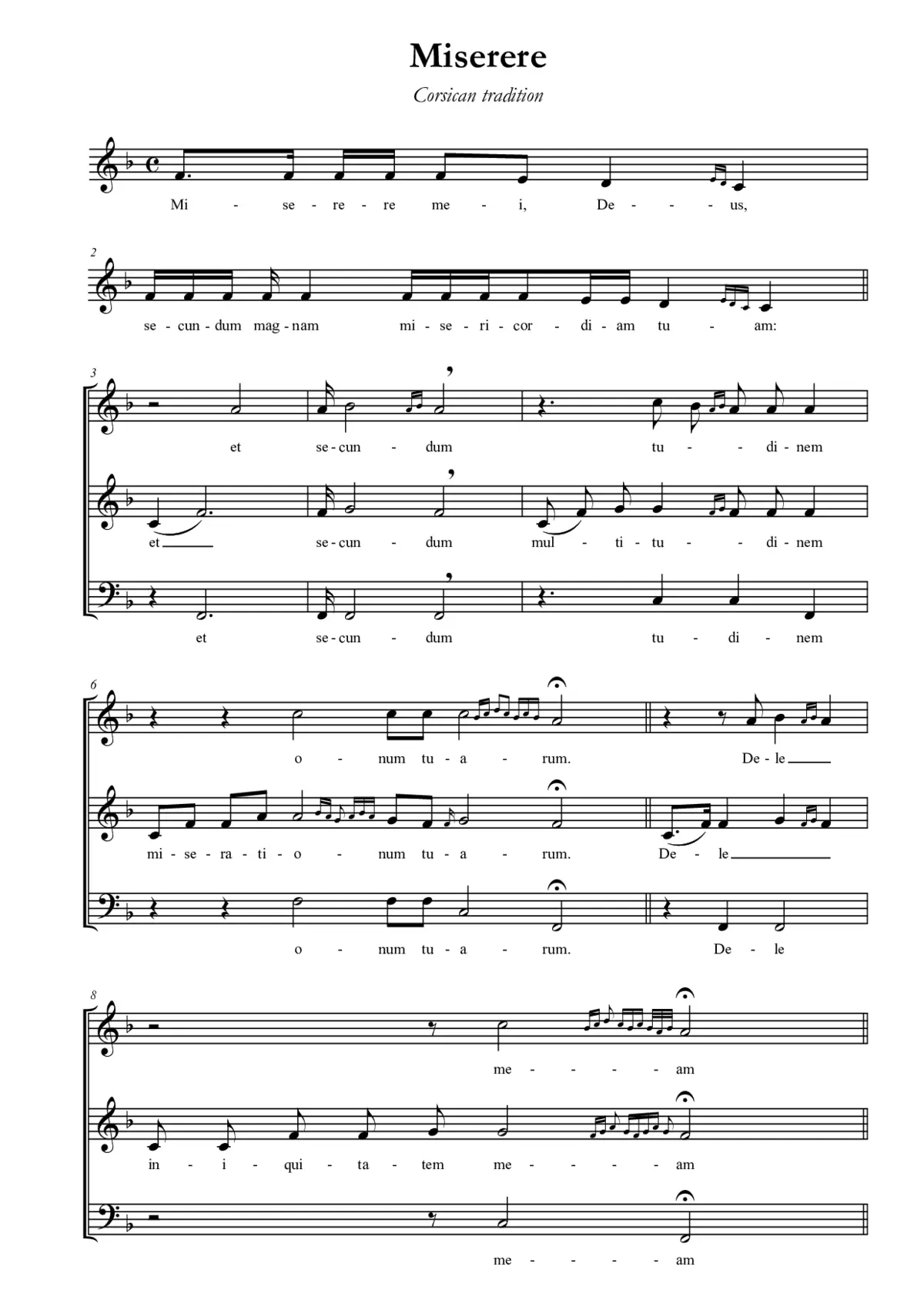 Miserere - Corsican chant - Page 1