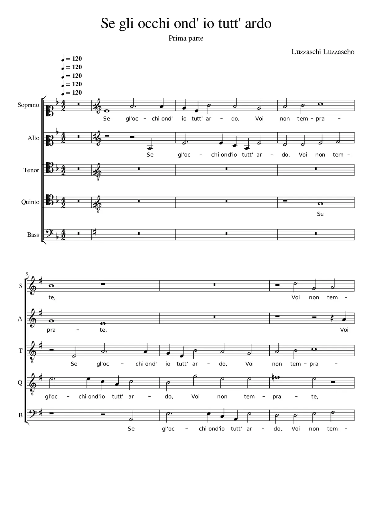 Se gl'occhiond' io tutt' ardo - Page 1