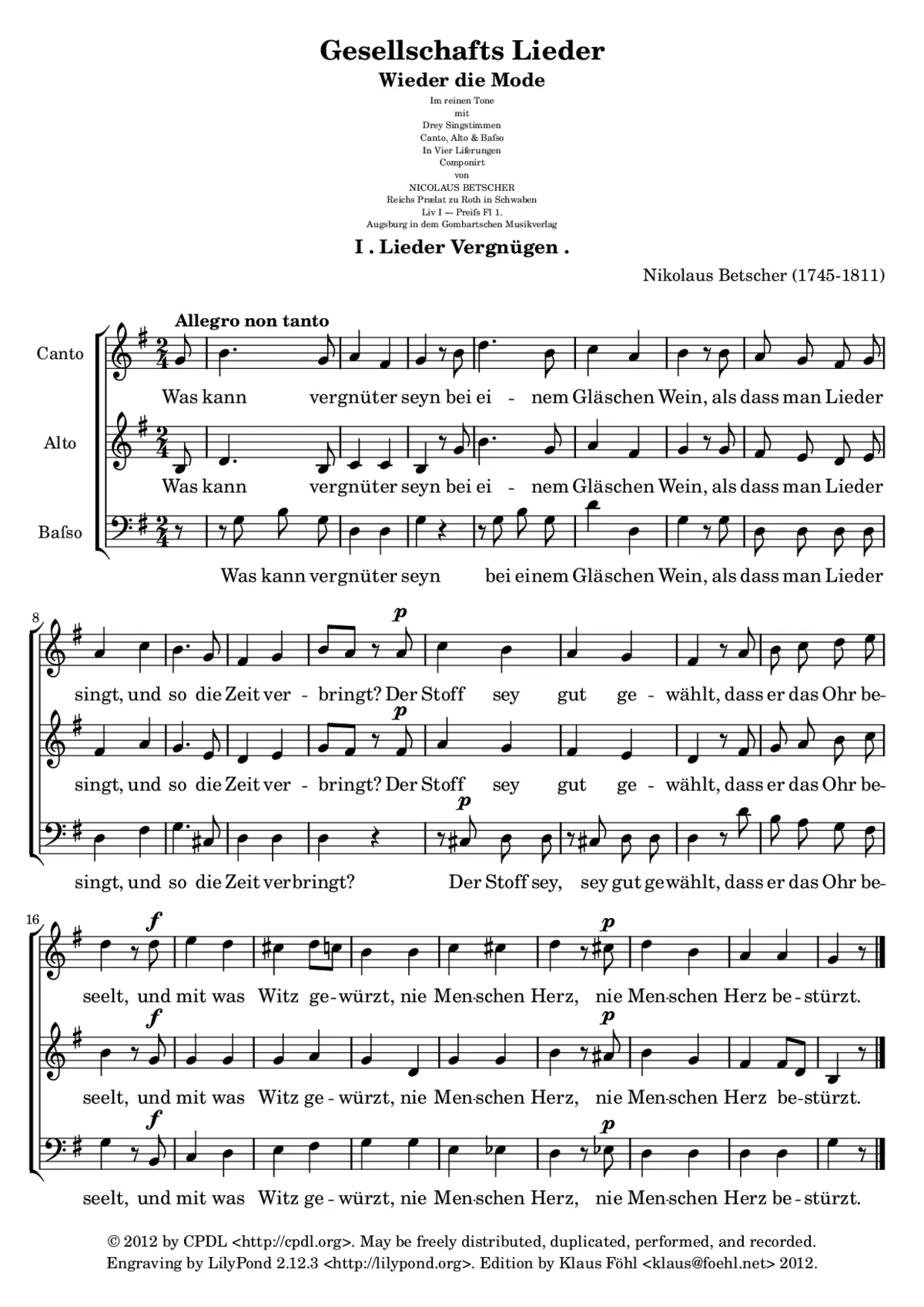 Lieder Vergnügen - Page 1