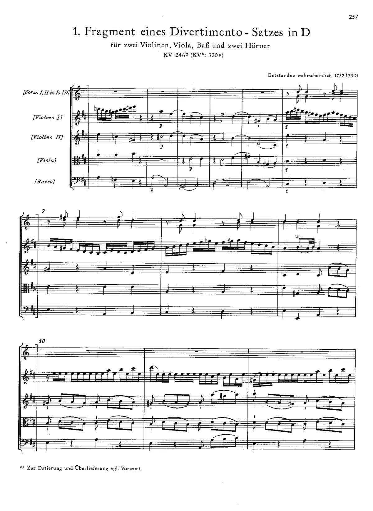 Divertimento in D major, K.246b - Page 1