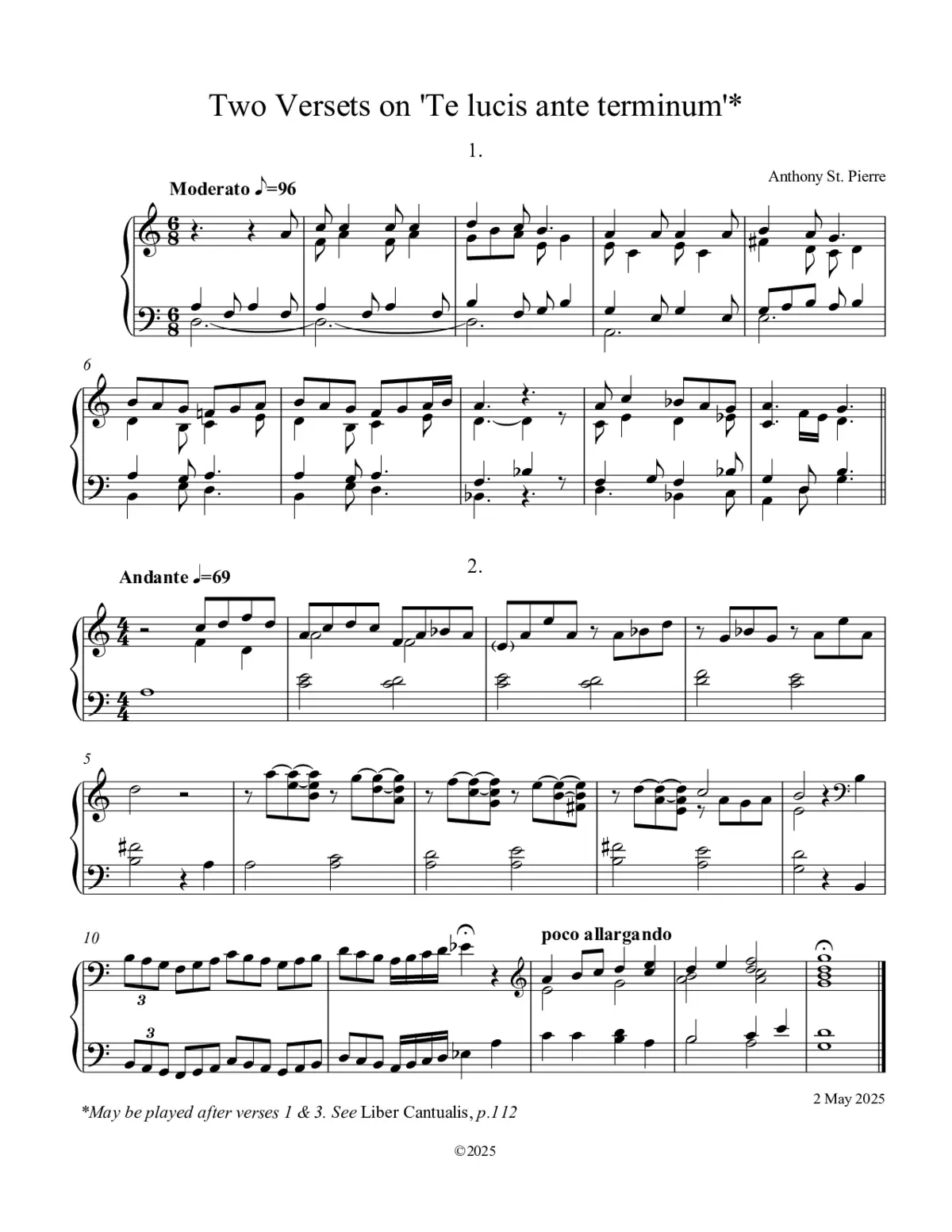 2 Versets on 'Te lucis ante terminum' - Page 1