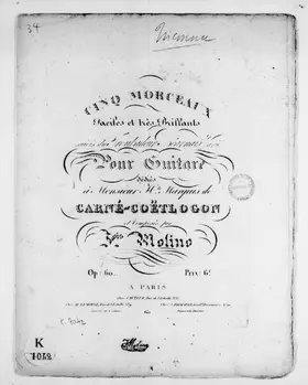 5 Morceaux faciles et très brillants suivis du Troubadour béarnais Varié pour Guitare