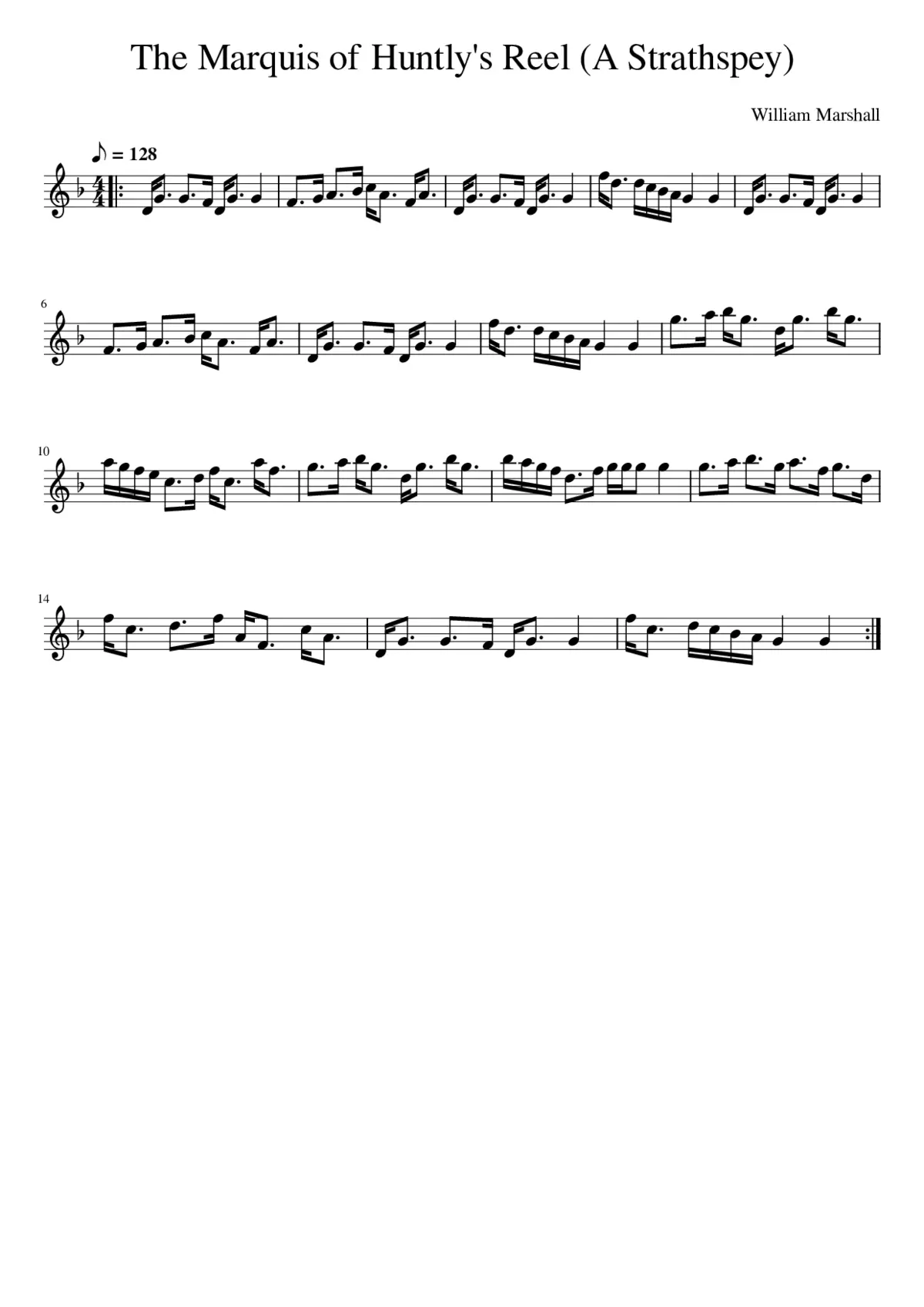 The Marquis of Huntly's Reel (A Strathspey) - Page 1