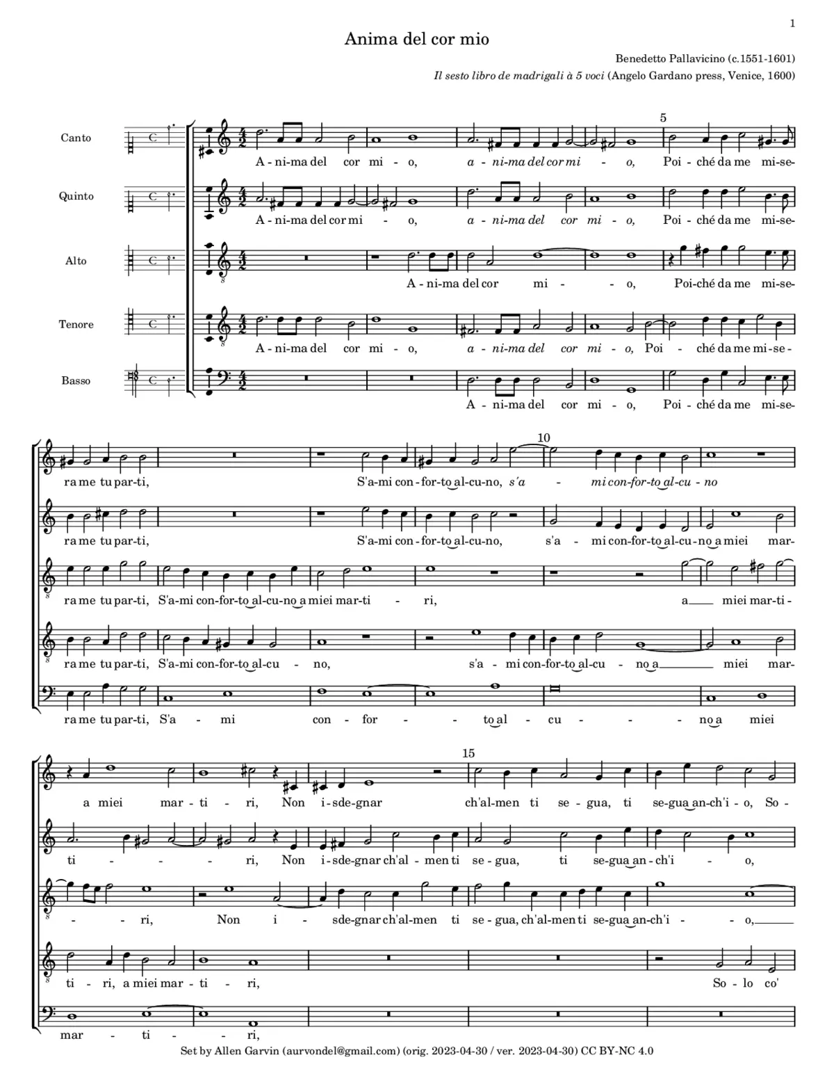 Anima del cor mio - Page 1