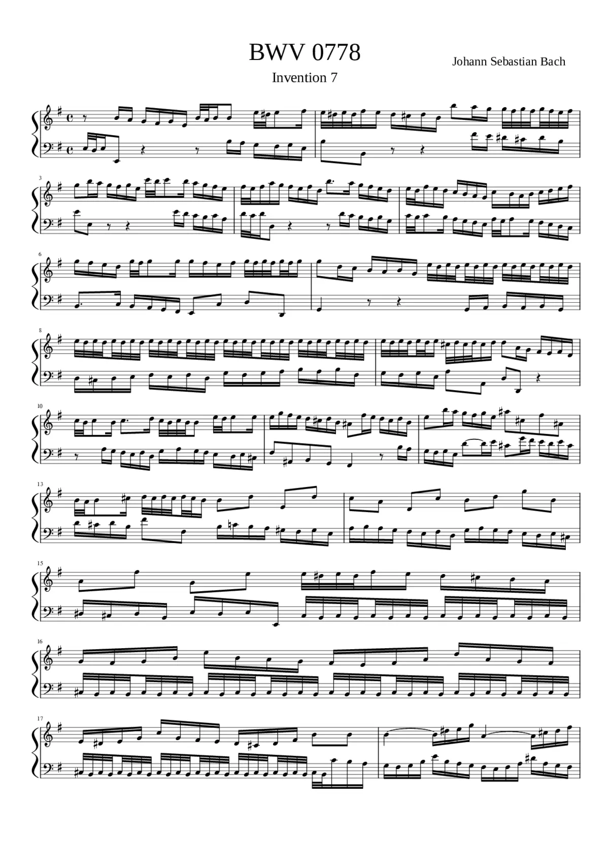 Invention in E minor BWV 778 - Page 1