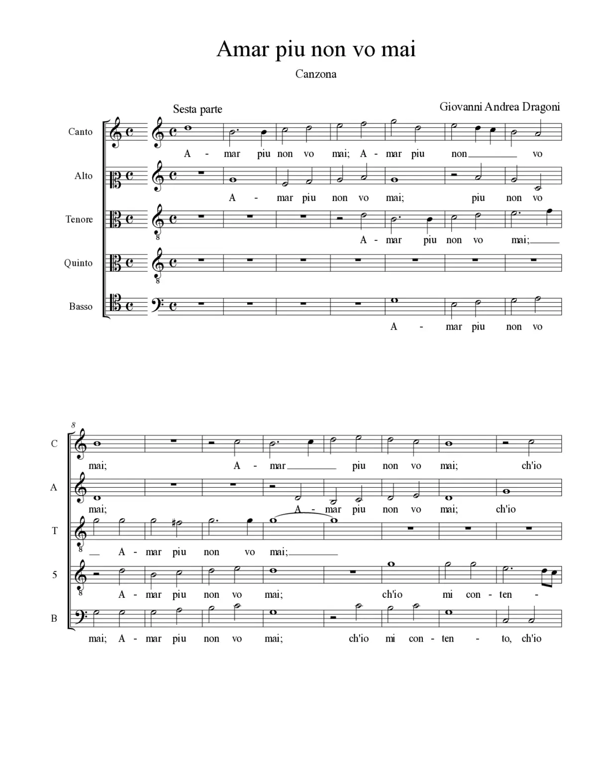 Amar piu non vo mai - Page 1