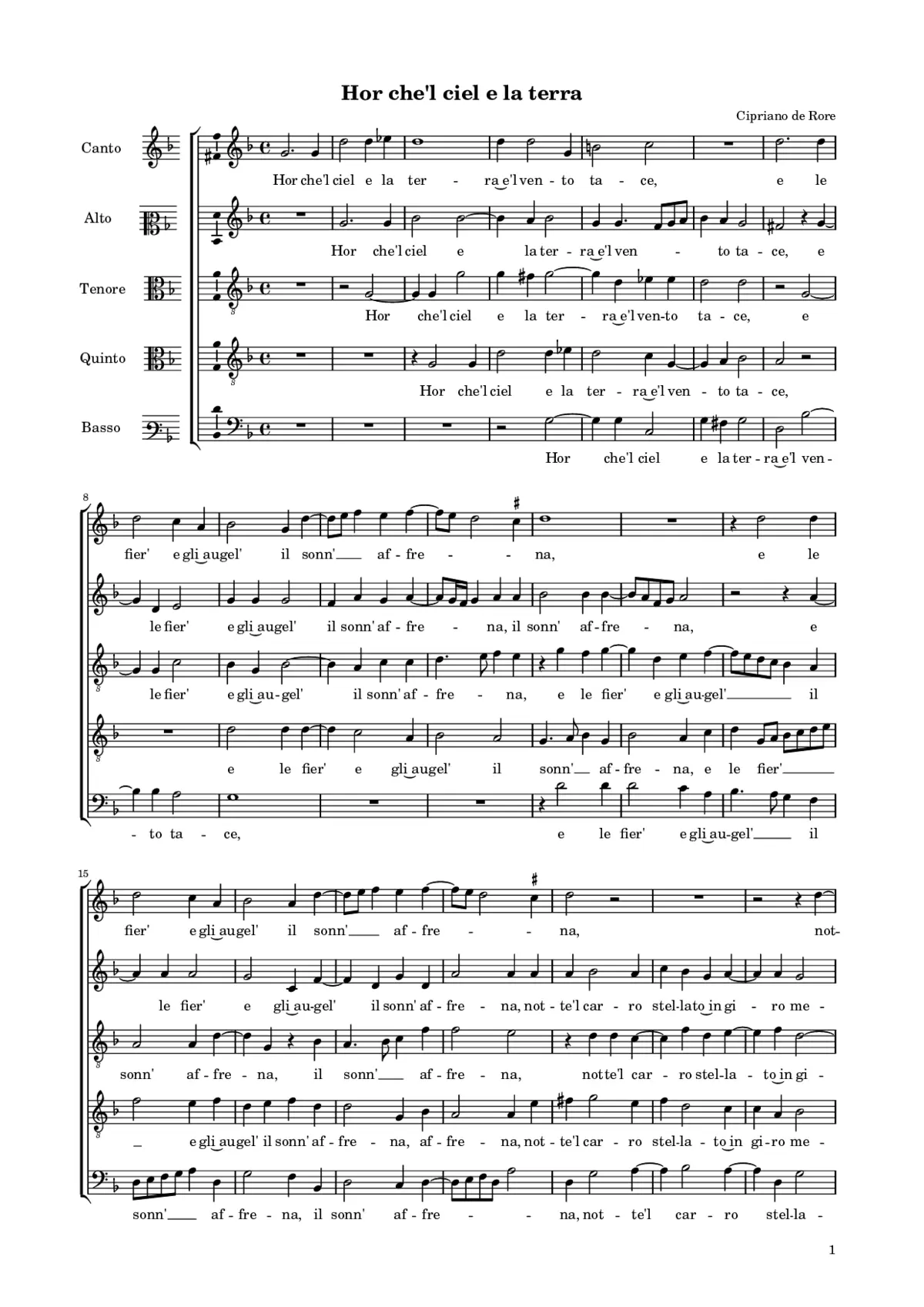 Hor che'l ciel e la terra - Page 1