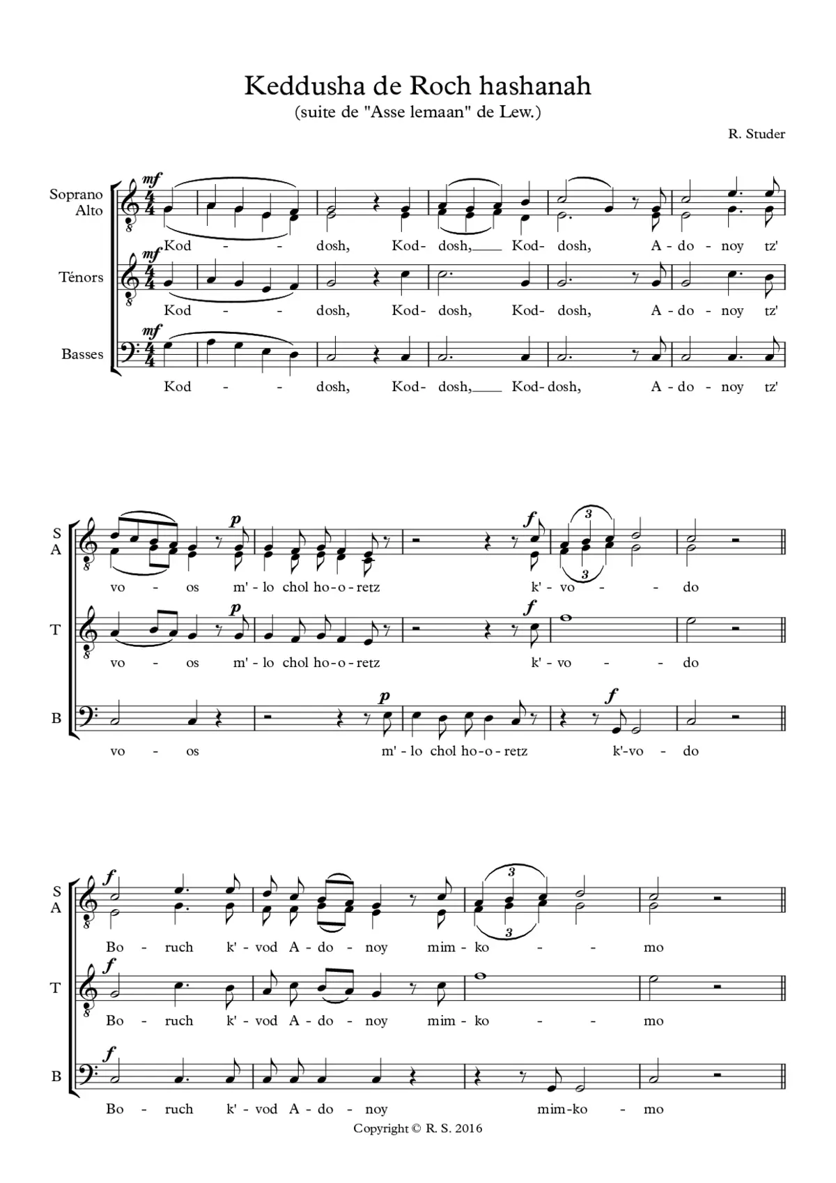Koddosh de Rosh Hashanah - Page 1
