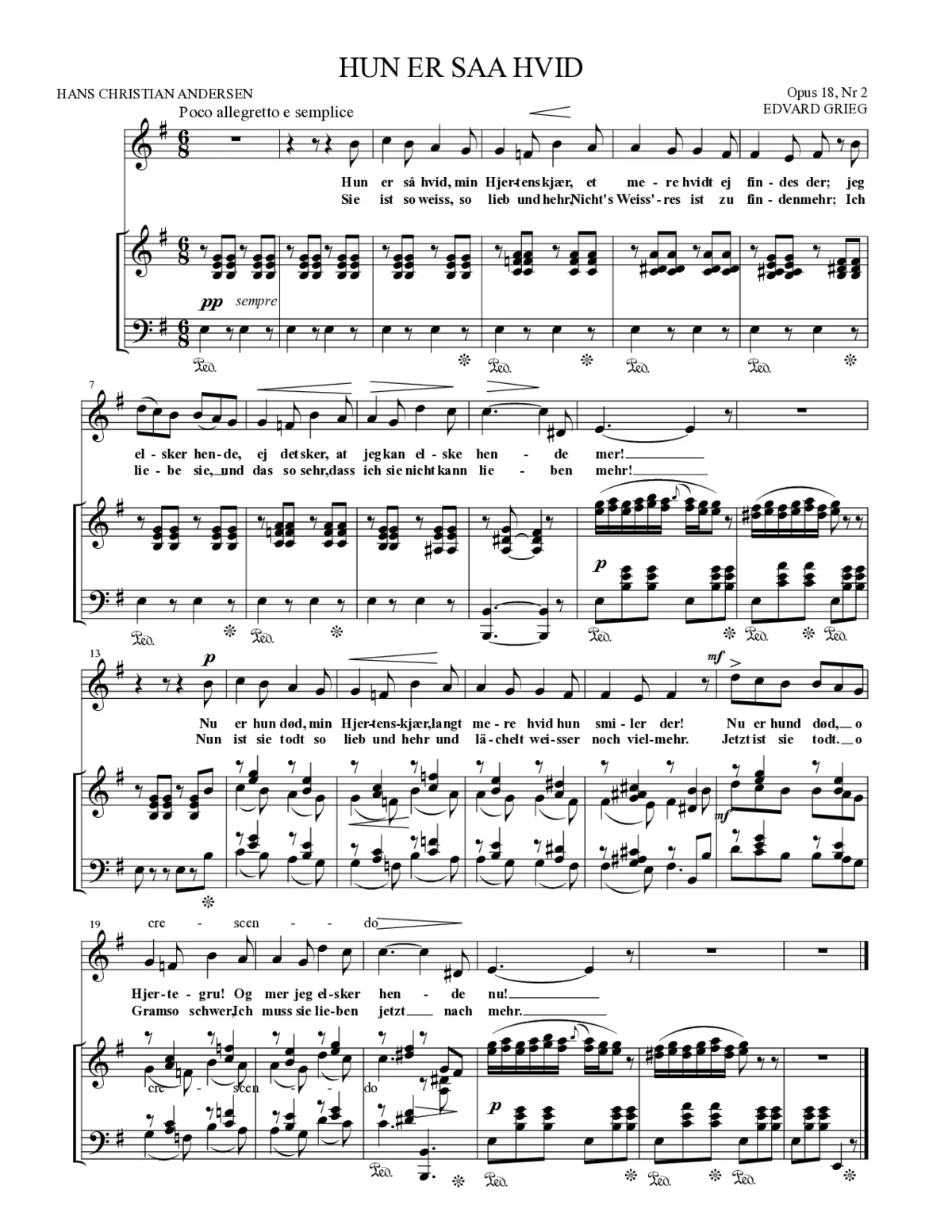 Hun er saa hvid, Op. 18, No. 2 - Page 1