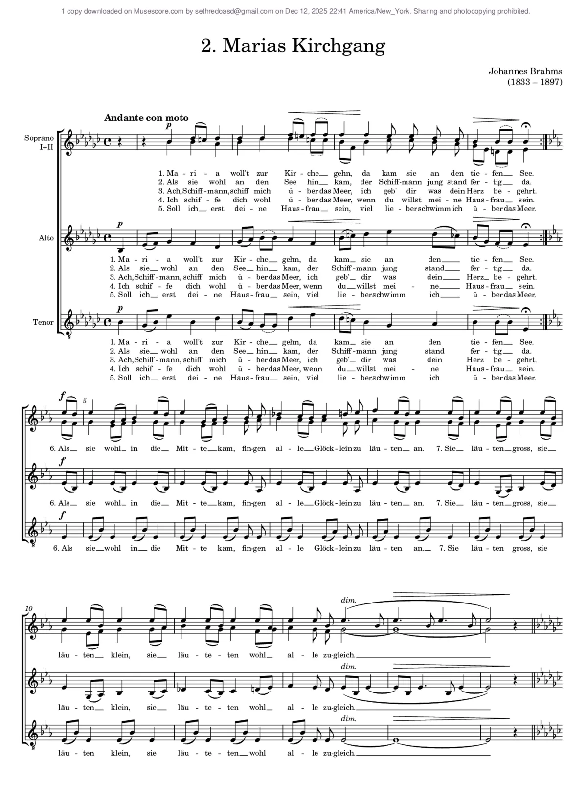 Marias Kirchgang, Op. 22, No. 2 - Page 1