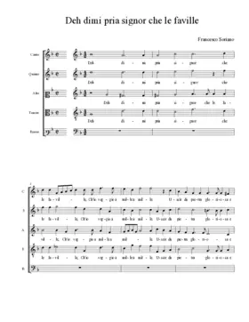 Deh dimi pria signor che le faville