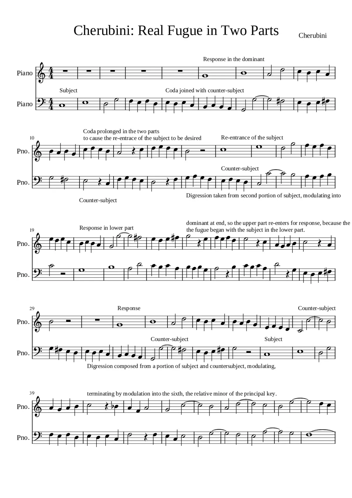 Cherubini: Real Fugue in 2 parts (annotated) - Page 1