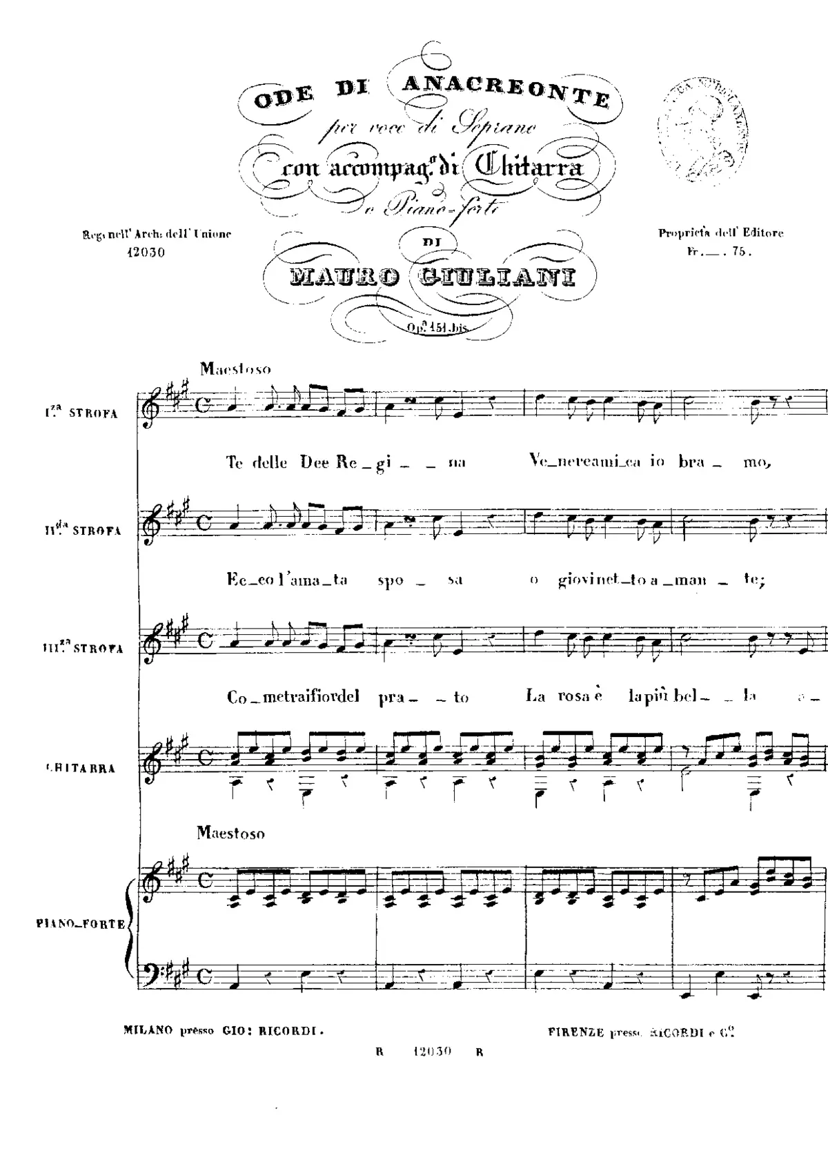 Ode di Anacreonte, Op.151b - Page 1