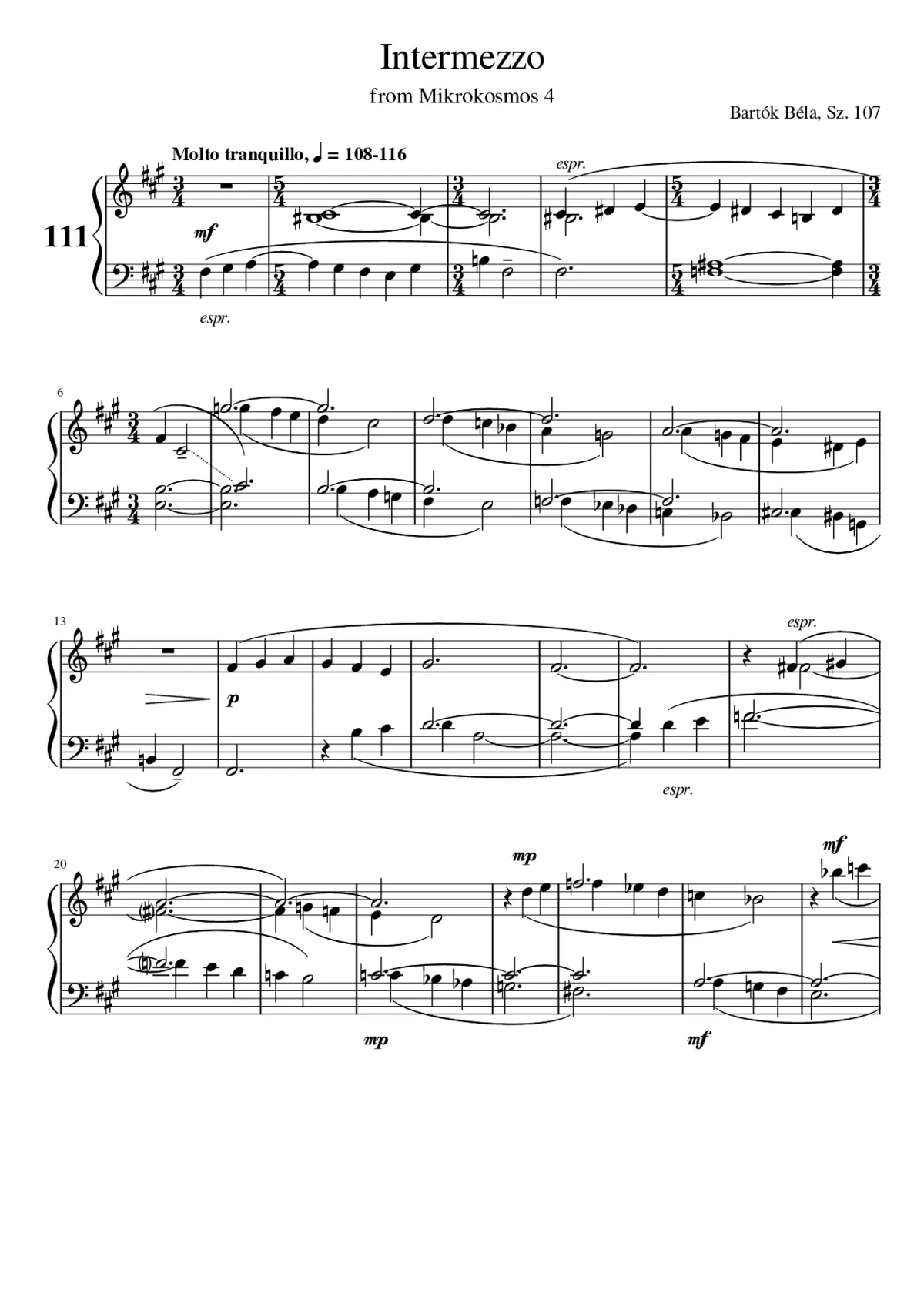 Mikrokosmos Sz.107 - Page 1