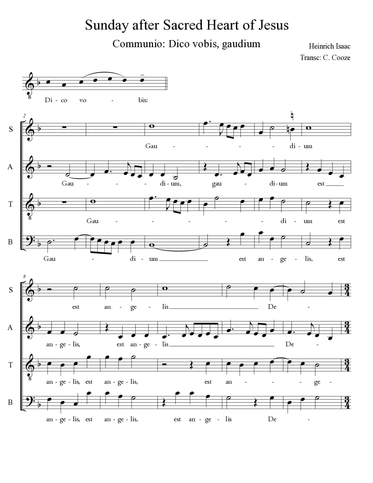 Dico vobis, Gaudium - Page 1