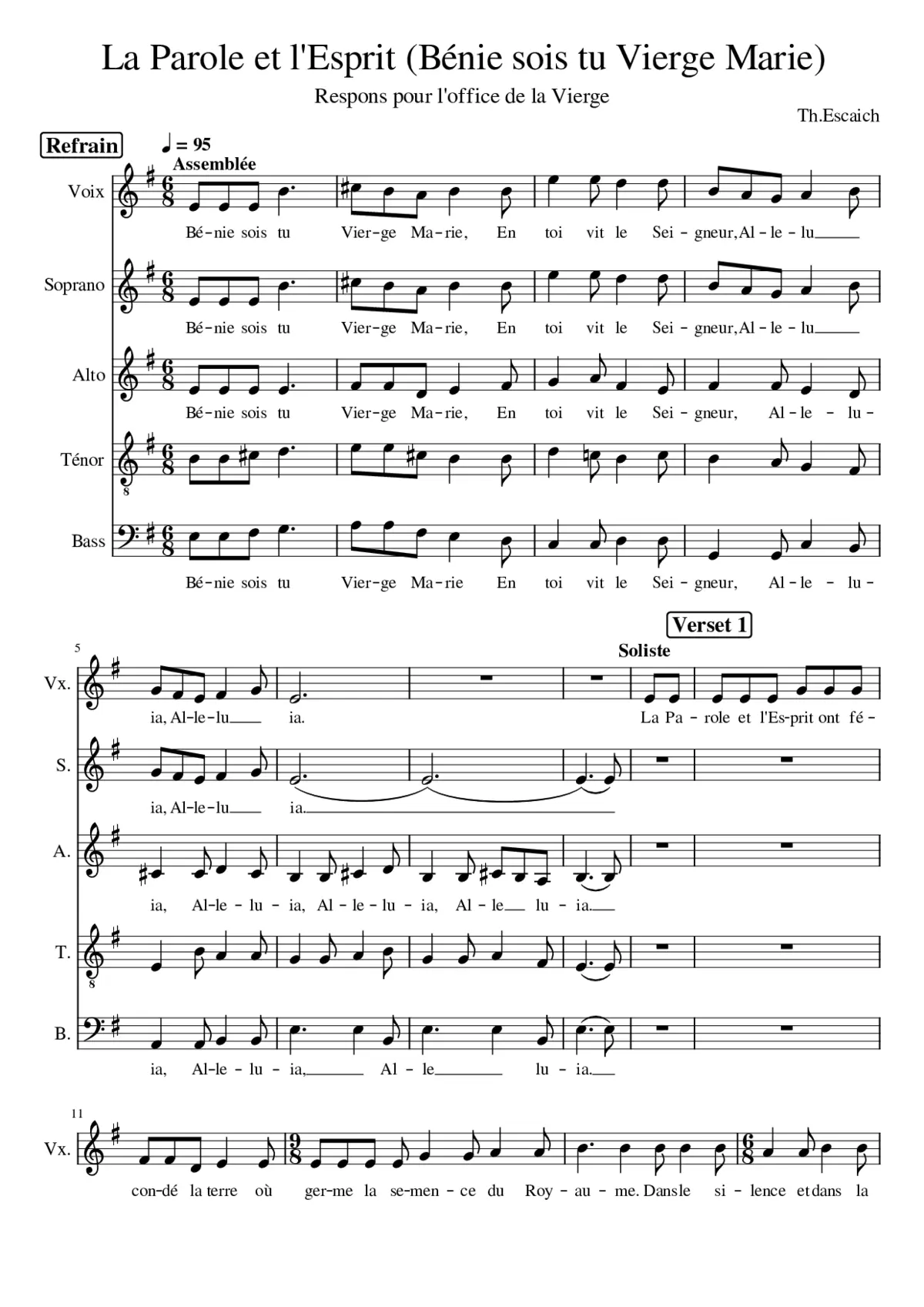 La Parole et l'Esprit BeÌnie sois tu Vierge Marie - Page 1