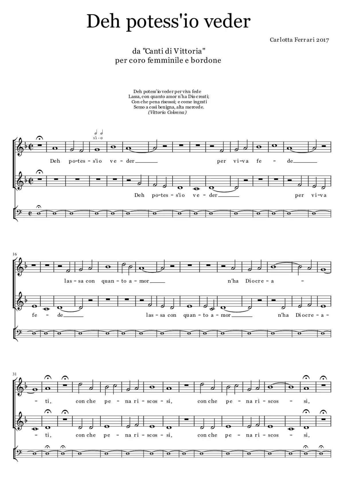 Deh potess'io veder - Page 1