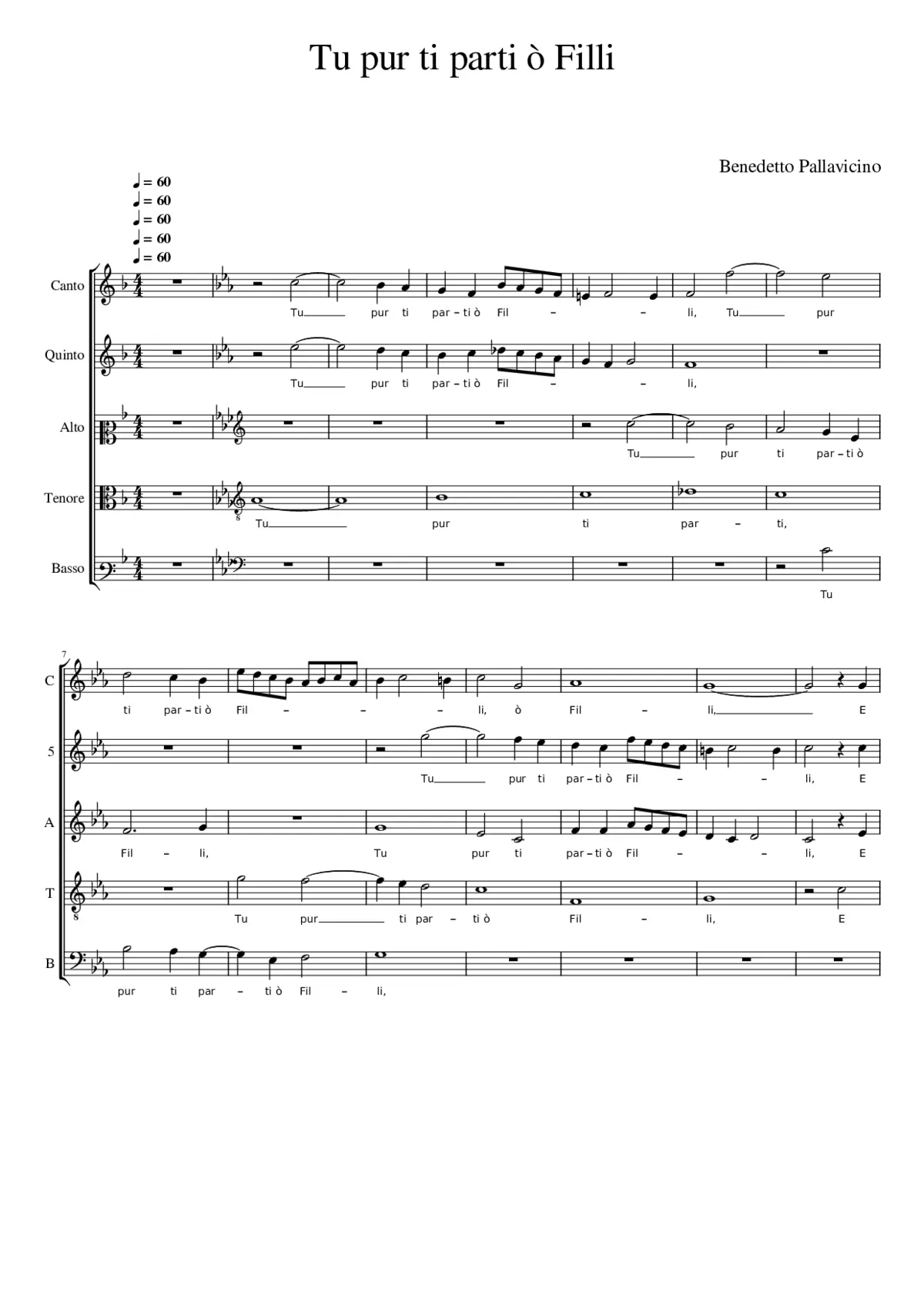 Tu pur ti parti ò Filli - Page 1